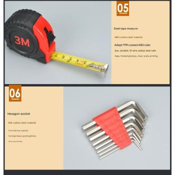 39-Piece Home Tool Kit - Red Carbon Steel Hardware Set