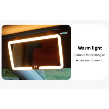 Black double button Car Sun Visor Makeup Mirror with LED Light - Tri-Color, Touch Control