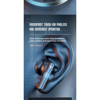 Grey Bluetooth 5.3 Wireless Earbuds - Hi-Fi Audio, Comfortable In-Ear, Fingerprint Touch