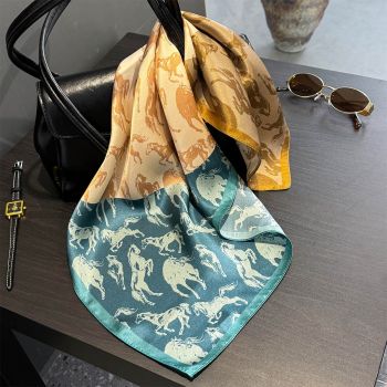 Stitching horse pattern Women's silk scarves, accessories for all seasons