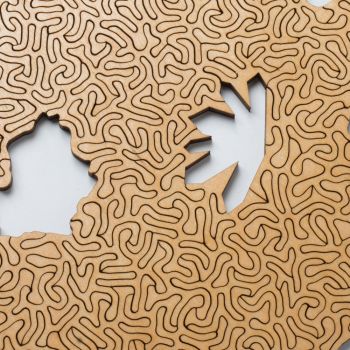 Blue Algorithmic Agate Jigsaw Puzzle - 164 Unique Wooden Pieces