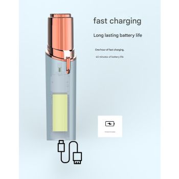 White Mini Lipstick Electric Shaver - USB Rechargeable Facial Hair Remover