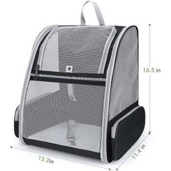Blue Foldable Pet Carrier Backpack - Breathable Mesh Travel Bag for Cats & Small Dogs