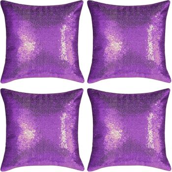 Shiny Sequin Pillowcase - Single-sided gorgeous pillowcase  (Purple pair: 40x40cm)