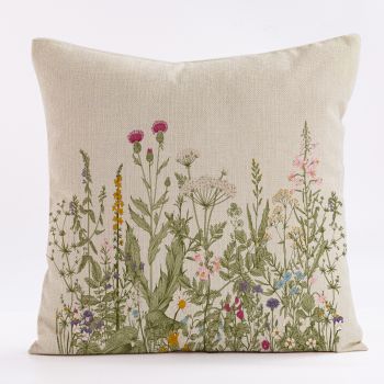 Style 3 Wildflower Linen Pillow Cover - Botanical Print Cushion Case (Three piece set: 45x45cm)