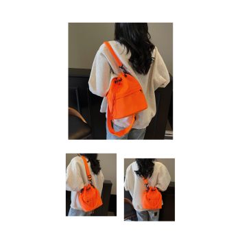 Orange Casual Nylon Drawstring Bucket Bag - Adjustable Strap Crossbody Purse