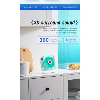 White Retro Bluetooth Speaker - Transparent Vinyl Design with RGB Light