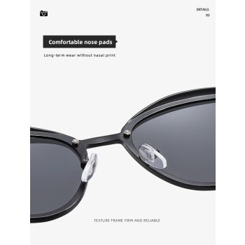 2-pcs Black Elegant Women's Cat Eye Sunglasses - Anti-Glare, Lightweight Frame