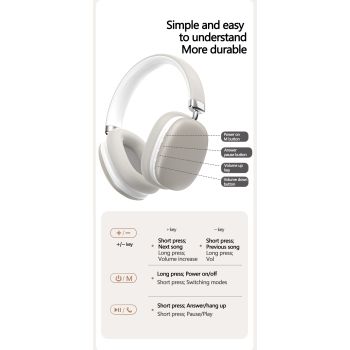 Black Wireless Bluetooth Headphones - Over-Ear, Deep Bass, Foldable, Long Battery Life