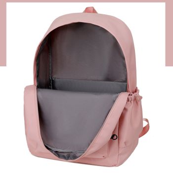 Pink Large Capacity Travel Backpack for Girls - Waterproof School Bag with Detachable Pencil Case