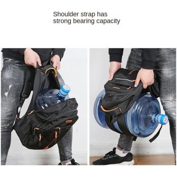 Black And Orange Large Capacity Business Backpack for Men and Women - Waterproof Laptop School Bag with Breathable Design