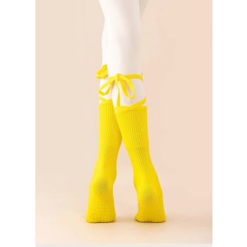 3 Pcs Blue Non-Slip Yoga Socks with Cross Straps - Cotton Pilates Dance Socks for Women, Lightweight Comfort