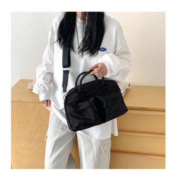 Khaki Casual Nylon Tote Bag - Lightweight Korean-Style Crossbody Bag, Large Capacity