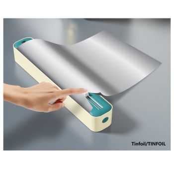 2 Pcs Beige And white Bidirectional Cling Film Cutter - Reusable Wrap Dispenser for Cling Film, Foil, and Parchment, 36x7x5cm (Cling Film Not Included)