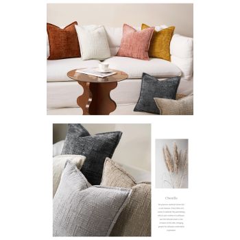 Black Chenille Crosshatch Textured Pillow Covers Set of 2 - Modern Minimalist Sofa Bed Cushion Covers 45x45cm & 30x50cm(without pillow core)