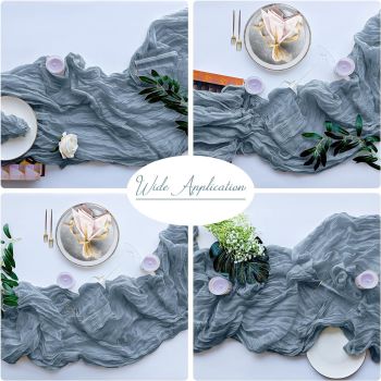 Light Green Bohemian Gauze Table Runner 2-Pack - Polyester Fabric for Party and Birthday Table Decor