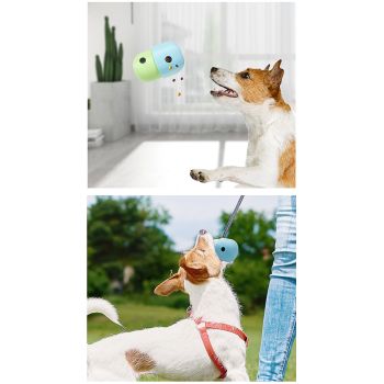 2 Pcs Green And Blue Interactive Pet Treat Dispensing Ball - Food-Grade Silicone Rolling Toy for Dogs with 1.5 cm Leakage Hole