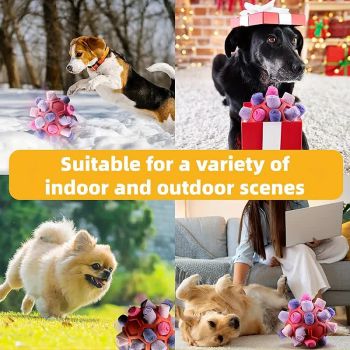 Yellow Ball And Colorful Strips Of Fabric Interactive Pet Snuffle Ball - Treat-Dispensing Toy for Dogs and Cats, 20 cm TPR and Felt Fabric for Mental Stimulation
