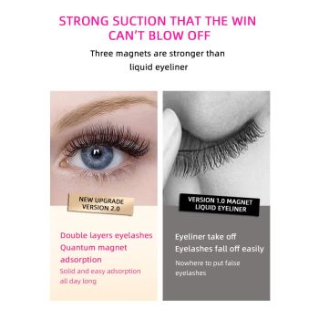 Style 5 Black Magnetic False Eyelashes Kit - 3 Pairs with Applicator Clip and Mirror Case