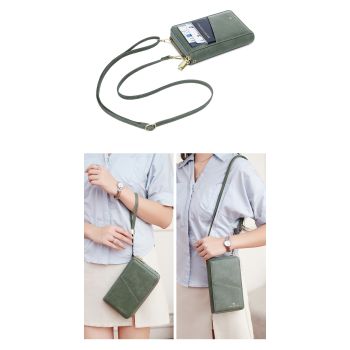 Peacock Blue RFID Blocking Passport Wallet - Multi-Function Travel Organizer with Double Zipper and Crossbody Strap