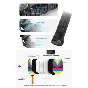 Style 1 Colorful  Geometric Patterns Fiberglass Pickleball Paddle Set - 2 Paddles, 4 Balls, and Portable Carry Bag for Outdoor Play