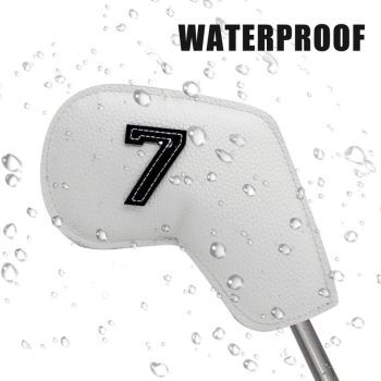 Gray Green Golf Iron Head Covers Set of 10 - Waterproof PU Leather Club Protectors with Embroidered Numbers (3-9, P, A, S)