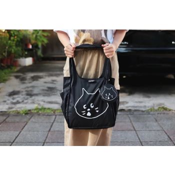 Black Foldable Waterproof Shopping Tote Bag Set - Large Capacity Lightweight Reusable Grocery Bag with Matching Pouch