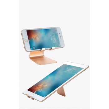 2 Pcs Black Foldable Aluminum Alloy Phone & Tablet Stand - Adjustable Portable Desktop Holder