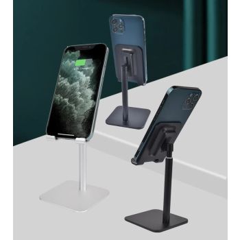 Rose Gold Adjustable Aluminum Alloy Phone and Tablet Stand - Telescopic Desktop Holder for Live Streaming and Hands-Free Use