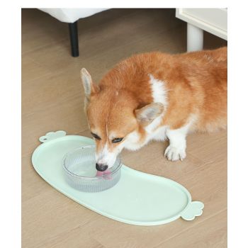 Green Non-Slip Pet Feeding Mat - Waterproof Dog & Cat Food Bowl Placemat with Raised Edges