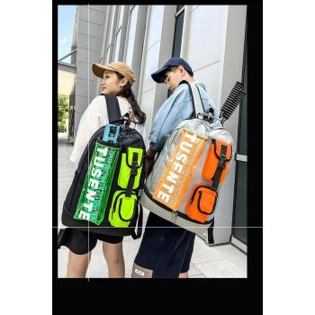 Green And Black Stylish Sports Backpack with Contrast Pockets - Unisex Gym Bag for Badminton & Tennis