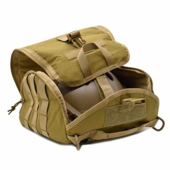 Camouflage Brown Tactical Helmet Bag & Utility Pouch - Padded MOLLE Gear Storage Carrier 