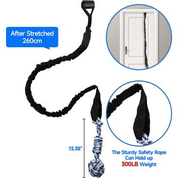 Black And Colored Cotton Balls Interactive Bungee Dog Tug Toy - Hanging Rope Ball for Solo Play & Exercise