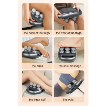 Dark Grey Advanced 6-Head Percussion Massager with Heat - Rechargeable Deep Tissue Muscle Relief Gun