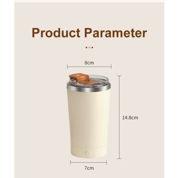 Light Blue 316 Stainless Steel Rechargeable Electric Self-Stirring Mug - 400ml Automatic Mixing Cup with Magnetic Rotor