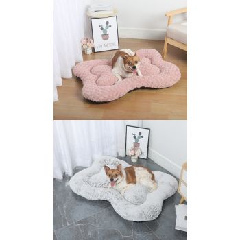 S White Rose Velvet Fish Scale Pet Bed - Creative Bone-Shaped Soft and Cozy Dog & Cat Nest