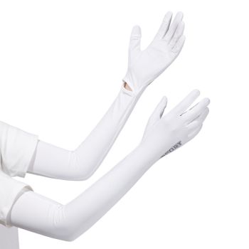 White UV-Protective Cooling Arm Sleeves - Breathable Long Sun Protection Gloves for Summer Cycling