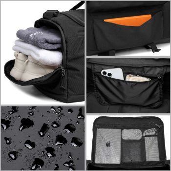 Grey Dry Wet Separation Gym Bag - Yoga Fitness Travel Duffel - Shoe Compartment