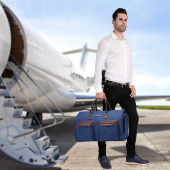 Grey 45L Garment Duffel Bag - Men's Travel Suit Bag - Carry On Weekender