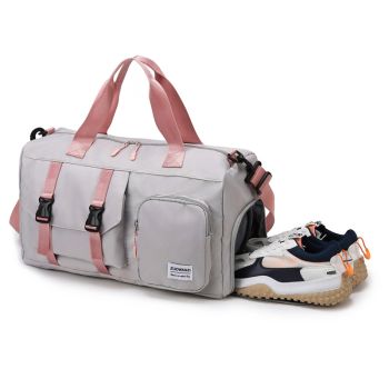Grey-pink Holographic Gym Duffel Bag - Dry Wet Separation - Large Capacity
