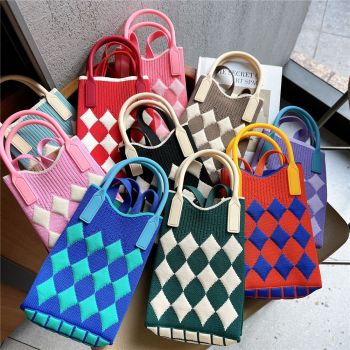 Red 3PCS Cute Heart Knit Phone Crossbody Bag - Korean Style Mini Shoulder Purse for Women