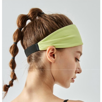 Green Premium Wide Yoga Headband - Breathable Nylon/Spandex Sweat-Wicking Hair Band for Women (49cm Circumference) - Athletic Non-Slip Fitness Headwrap