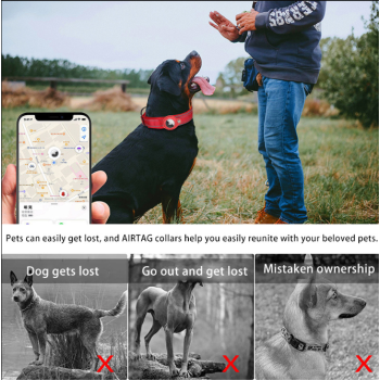 XL Orange Secure Nylon Dog Collar with Built-in Apple AirTag (not included) Holder Case - Pet Tracker Accessory