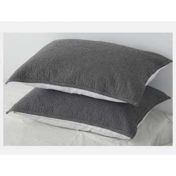 White Breathable 4-Layer Cotton Gauze Pillow Towel Pair - Japanese Style Grid (52x75cm)