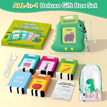 Little Pink Dinosaur [112 cards] Bilingual Early Learning Flash Card Reader - Interactive Audio Toy for Toddlers