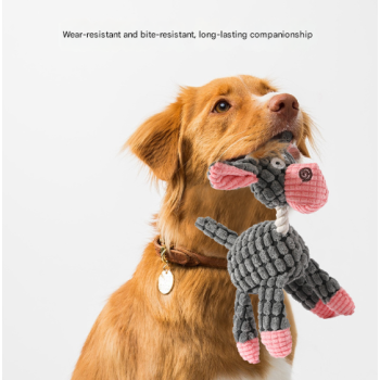 3pcs Brown Goofy Plush Donkey Squeaky Dog Toy - Large Interactive Chew & Cuddle Buddy