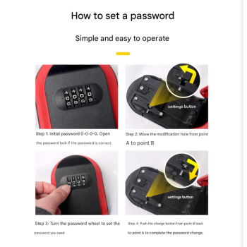 Green 3PCS Wall Mount Plastic Combination Key Lock Box - Secure Key Safe Storage Box