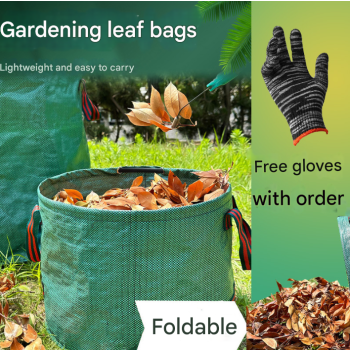 400L(Calibre80*80cm) Heavy Duty Collapsible Garden Waste Bags (Set of 2) - Large Reusable Yard Leaf Bin