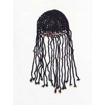 Pink Boho Hand-Crocheted Tassel Sun Hat - Lightweight Breathable Beach Cap (Fits 55-60cm)