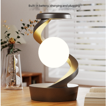 White Modern Levitating LED Desk Lamp with Wireless Phone Charger - Spiral Design Atmosphere Light